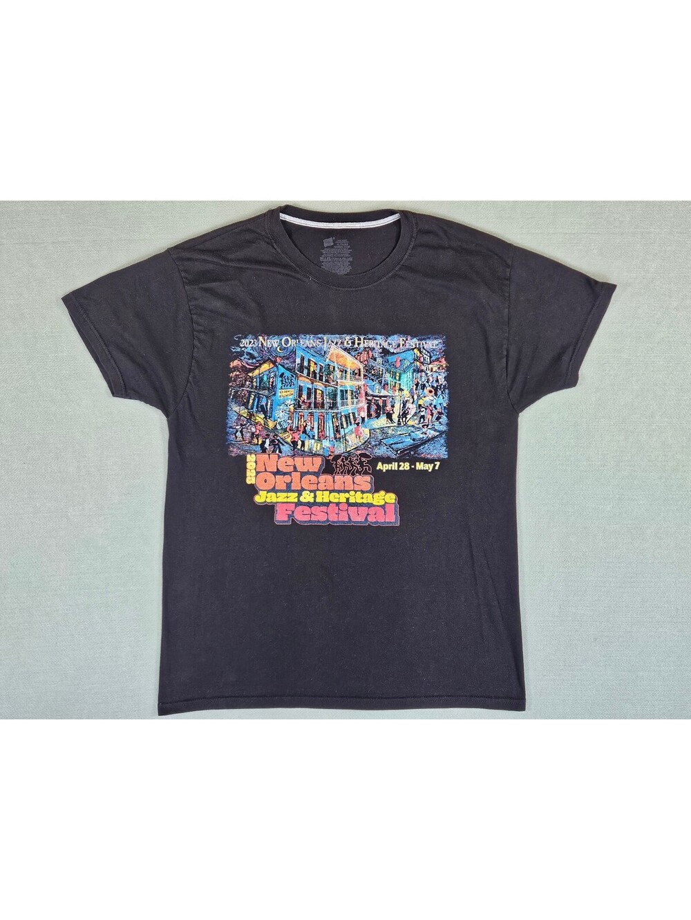 Hanes Mens Black Cotton 2023 New Orleans Jazz Fest Shirt XL